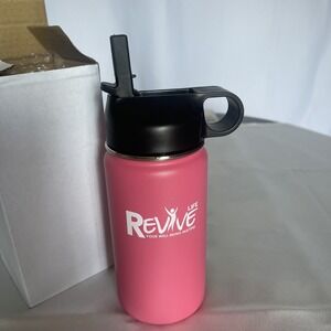 NEW Revive Life Insulated Water Bottle for Kids 12 Oz Wide Mouth Straw Lid Pink
